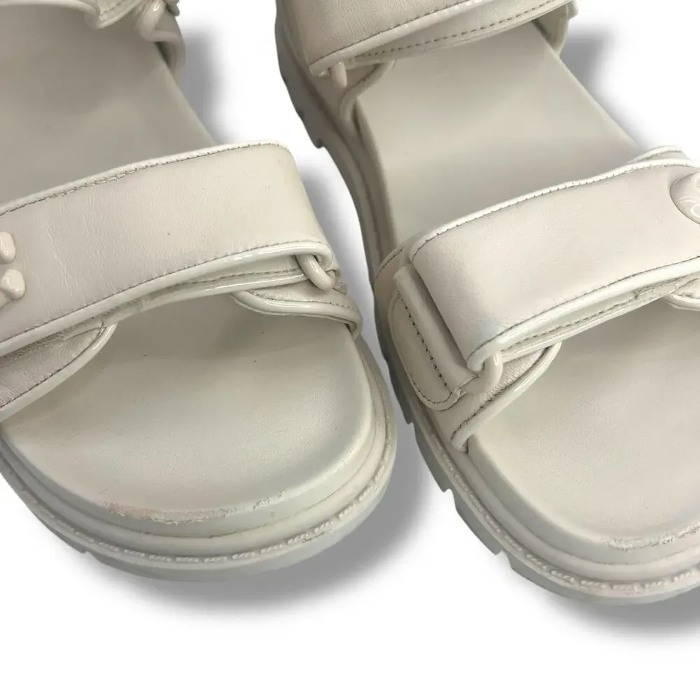 Coach Brynn Platform Buckled Leather Platform Size 5 Ivory White Chunky Flat - Picture 5 of 9